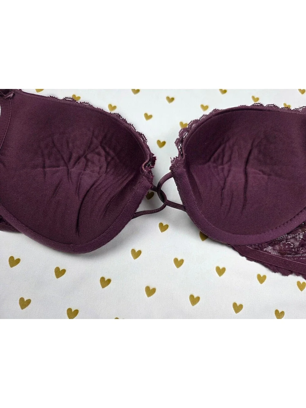Victorias Secret Vintage Maroon Lace Push Up Bra 34C